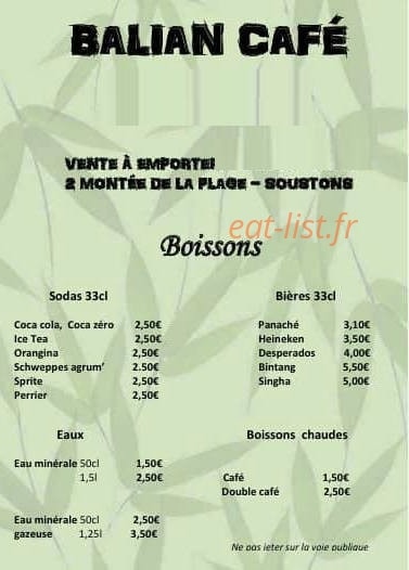 Balian café — carte page 3