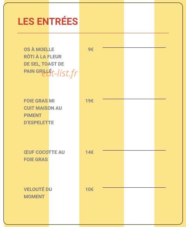 Chez Albertine — carte page 1