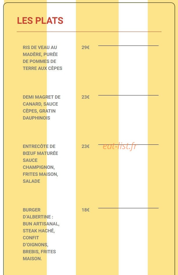 Chez Albertine — carte page 3
