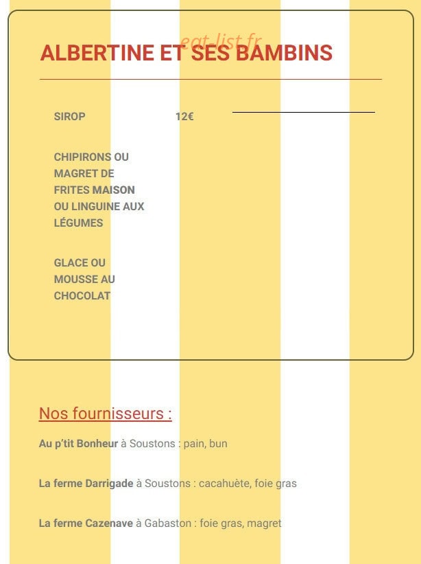 Chez Albertine — carte page 6
