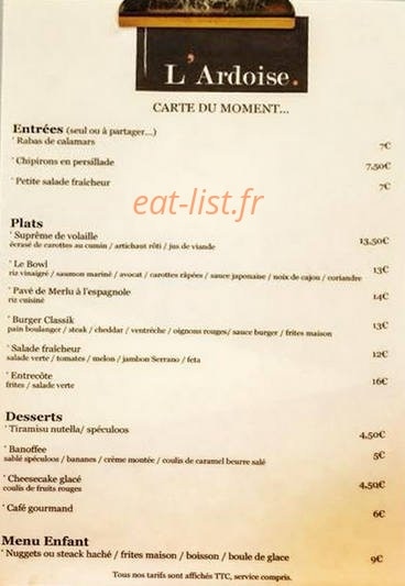 L'Ardoise à Soustons - menu et photos