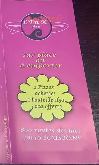 L'en K Pizz — carte page 1