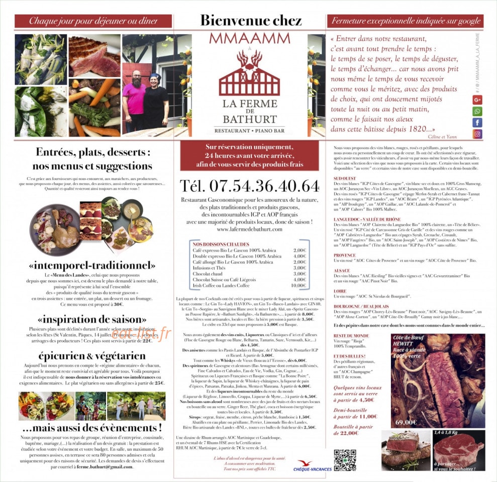 La Ferme de Bathurt — carte page 2