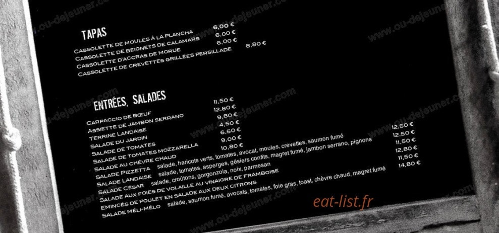 La Pizzeta — carte page 1