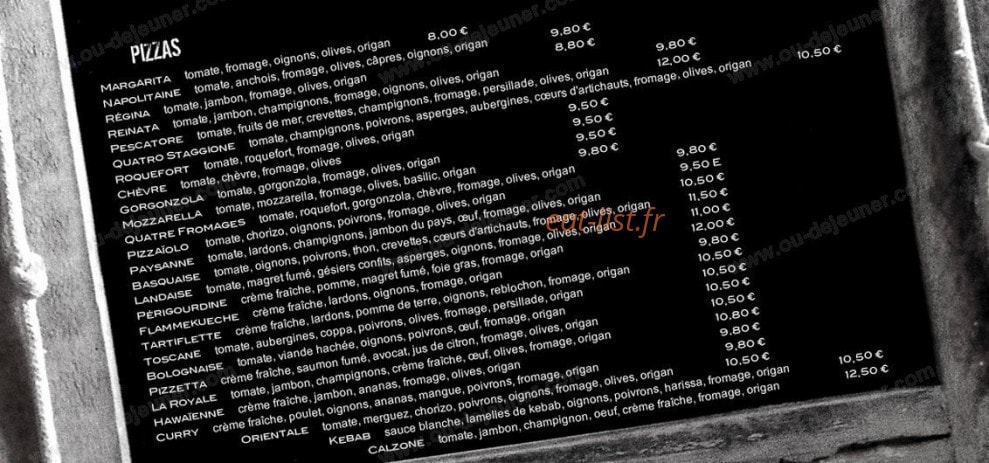 La Pizzeta — carte page 2