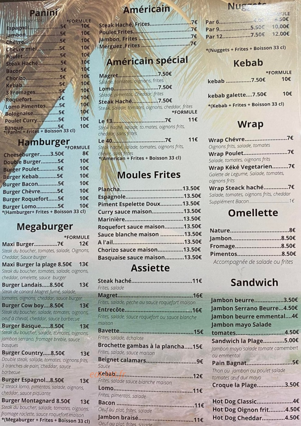 La Plage — carte page 3