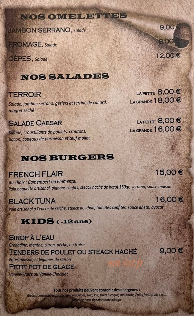 O’bar basque — carte page 1