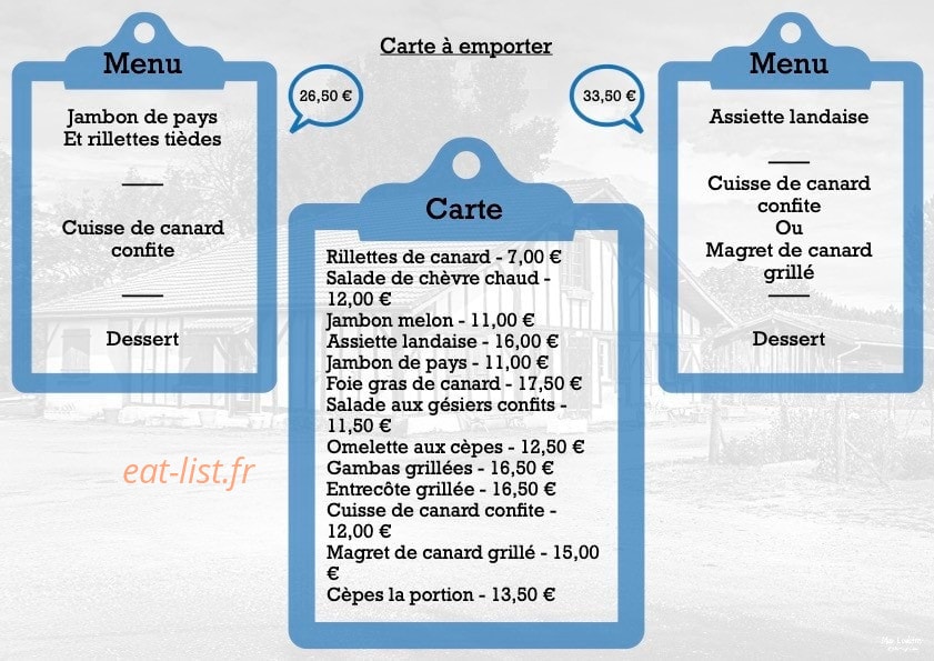 Restaurant Dehiou — carte page 2