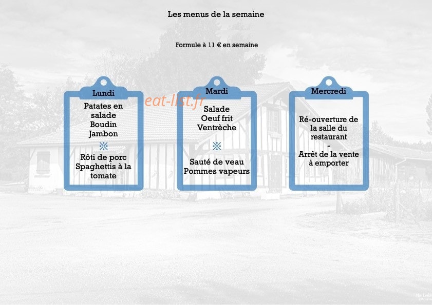 Restaurant Dehiou — carte page 1