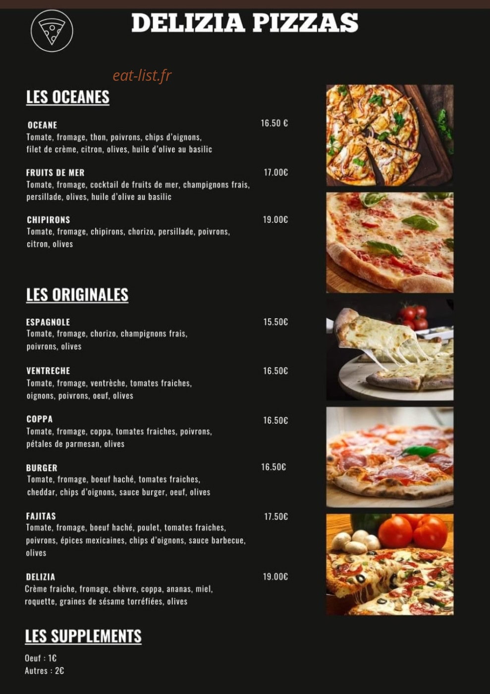 Delizia pizzas — carte page 2