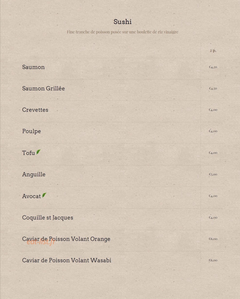 CJ Sushis — carte page 5