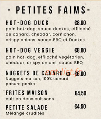 Duckes restaurant — carte page 3