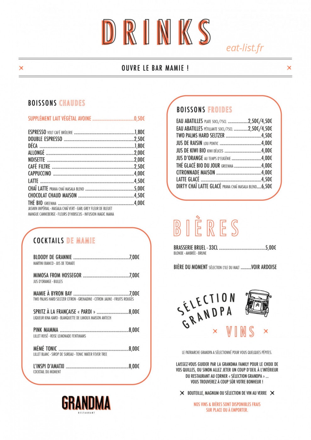 Grandma Restaurant — carte page 2