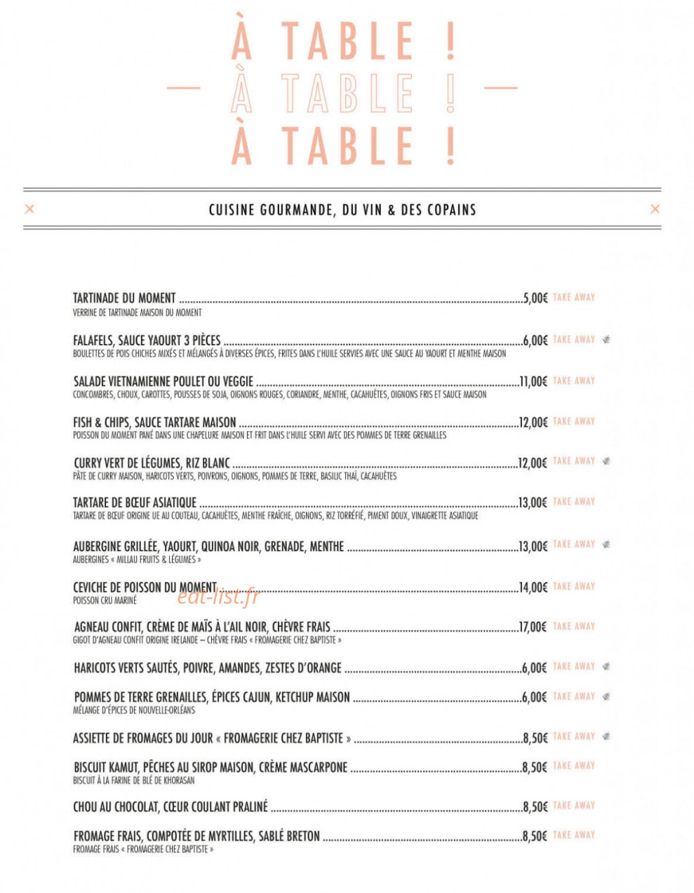 Grandma Restaurant — carte page 1
