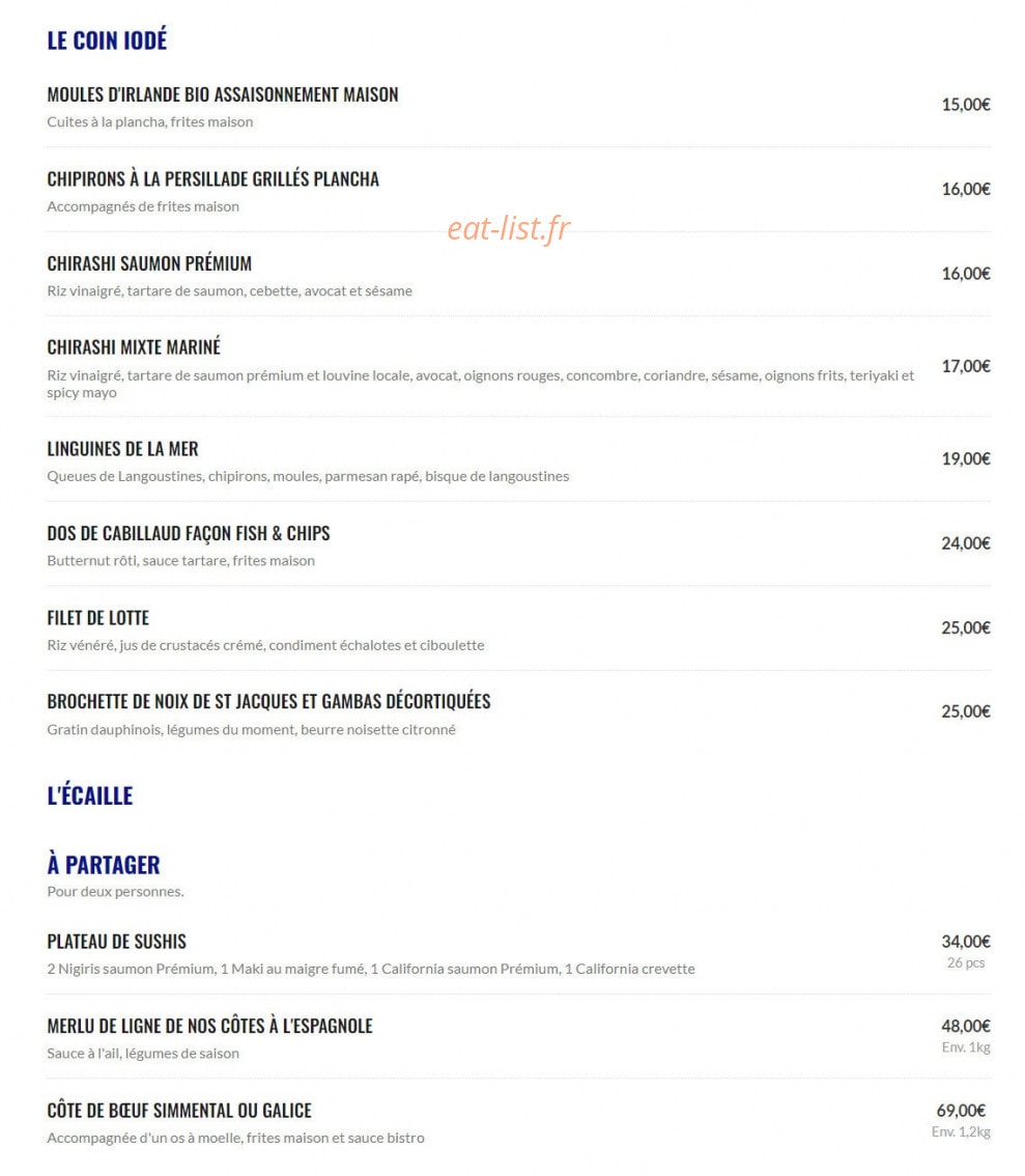 Le bistro balnéaire — carte page 2