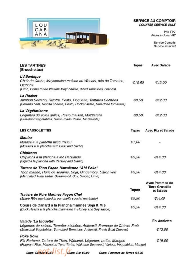 Lou Cabana — carte page 1