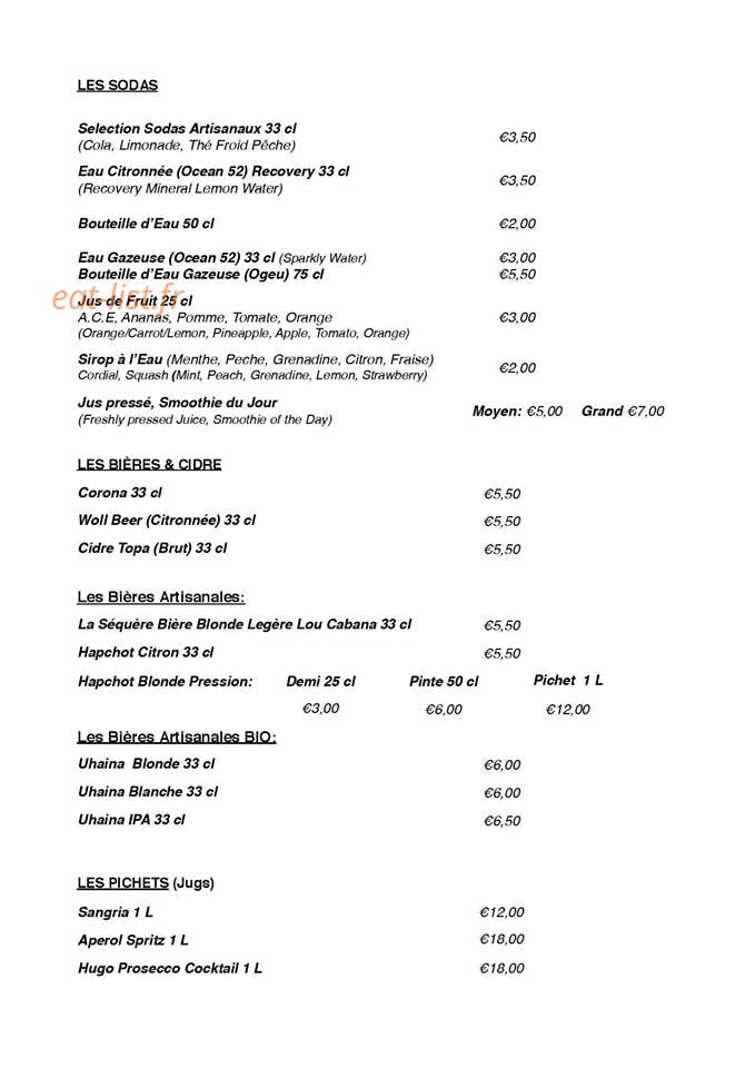 Lou Cabana — carte page 3