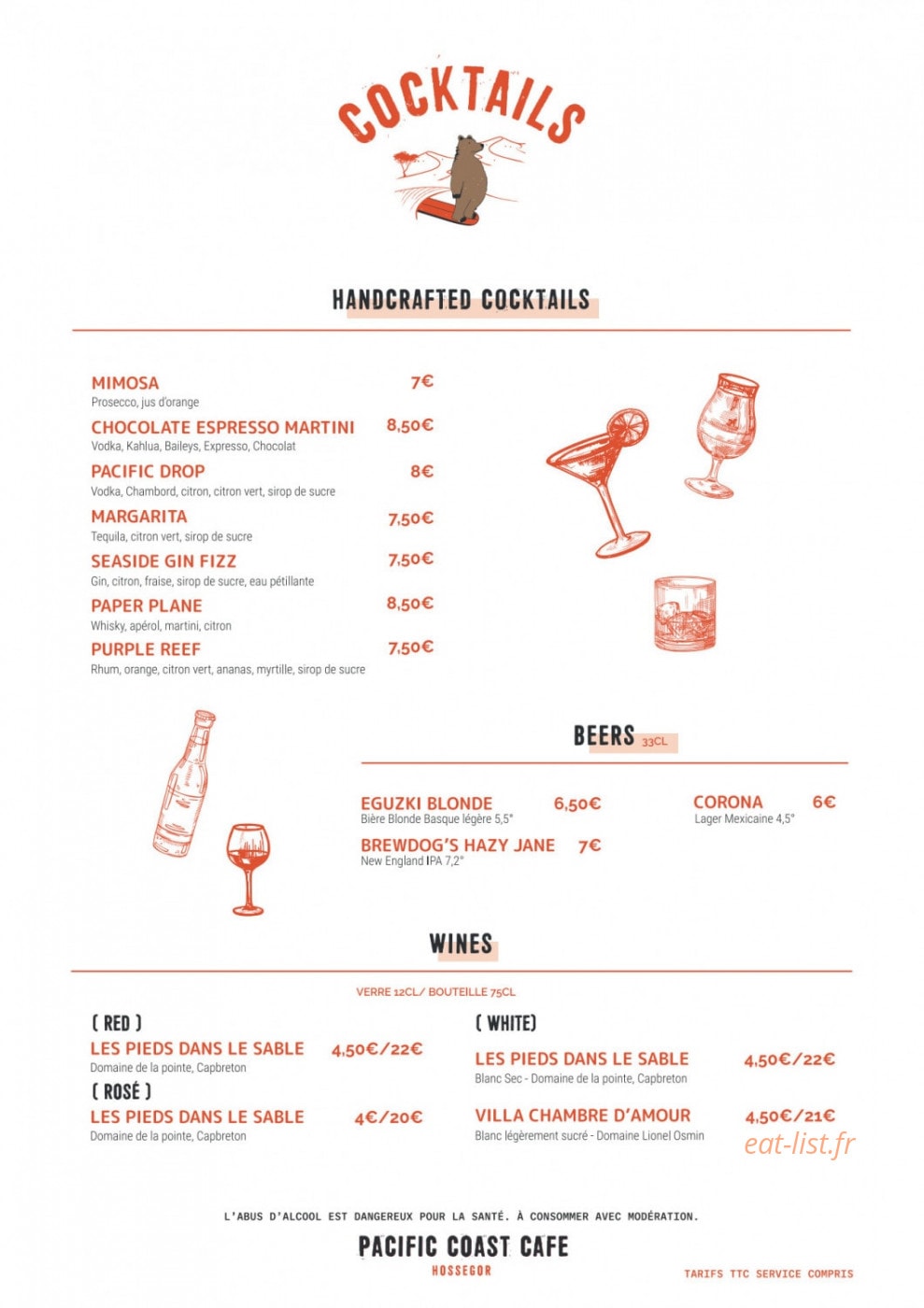 Pacific Coast Café — carte page 4