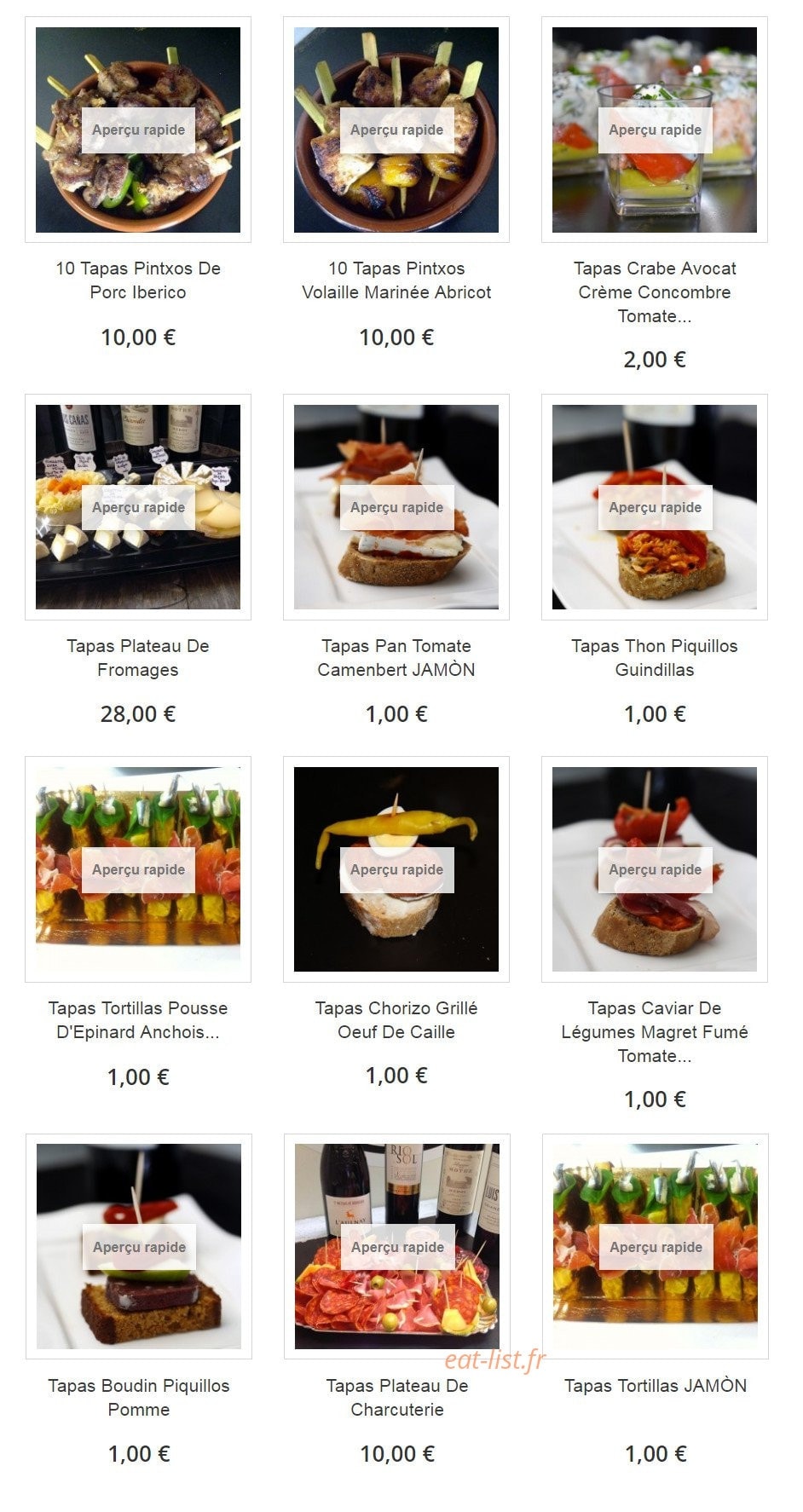 Tapas drive — carte page 2