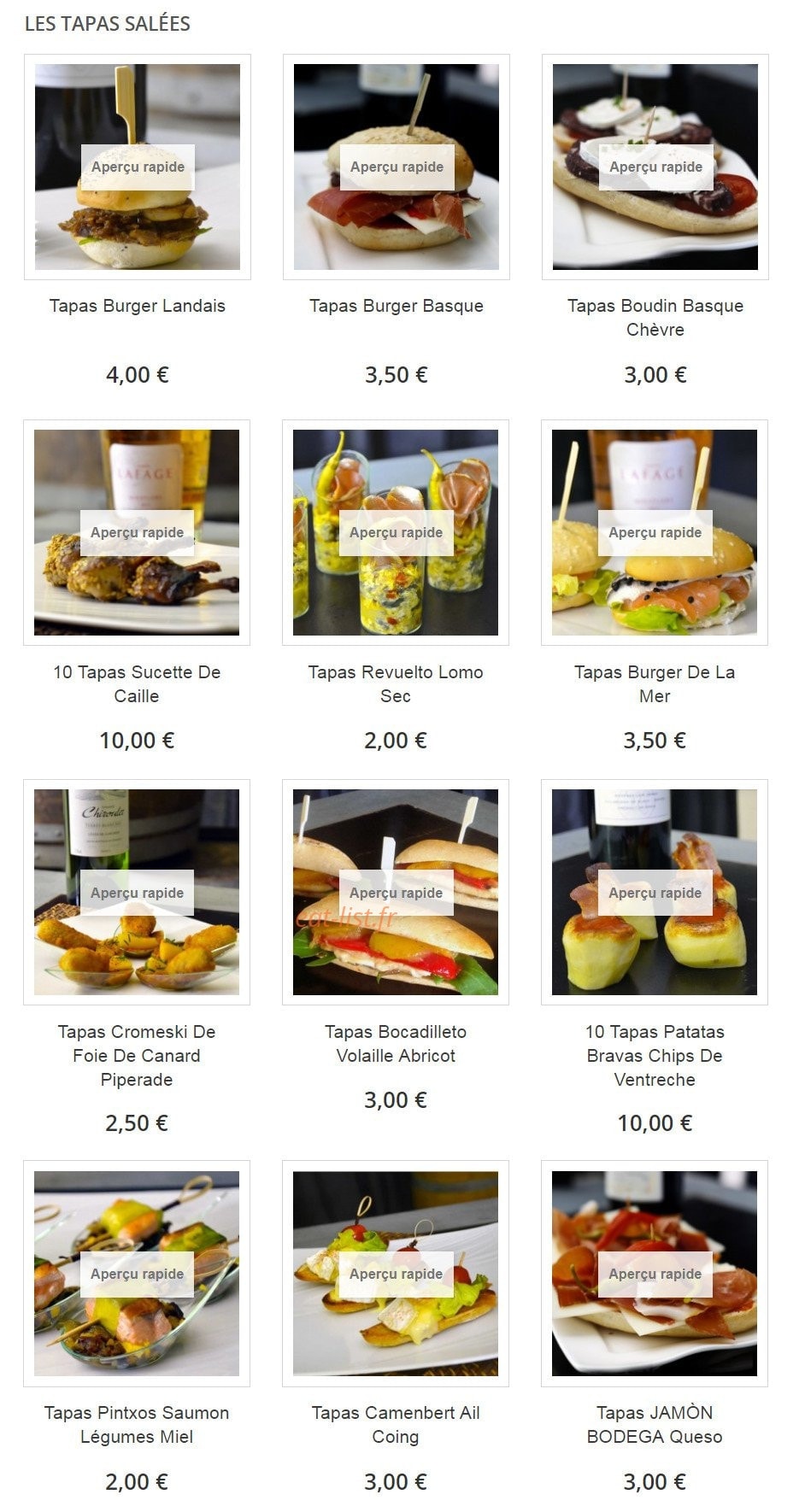 Tapas drive — carte page 1
