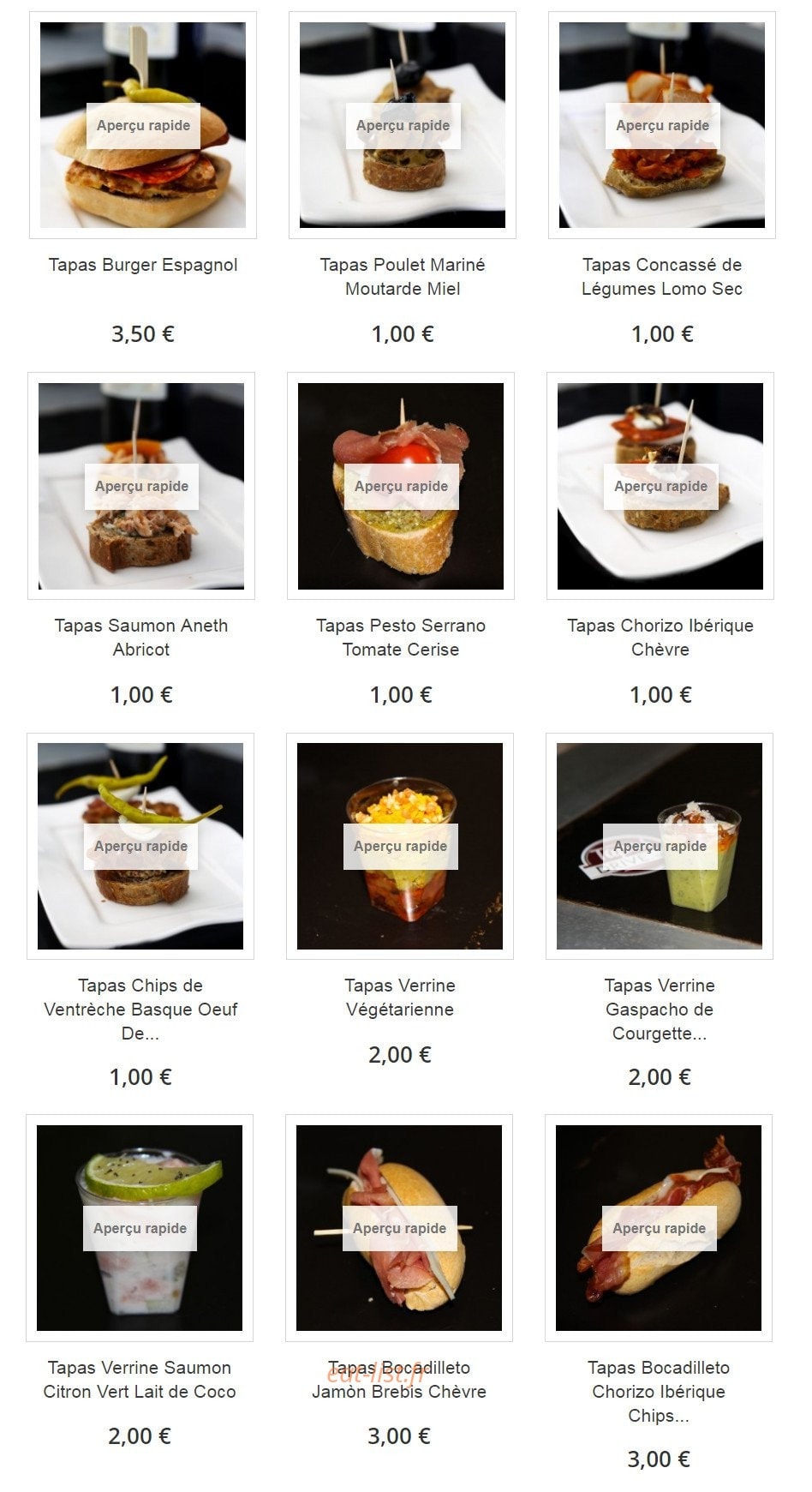 Tapas drive — carte page 3