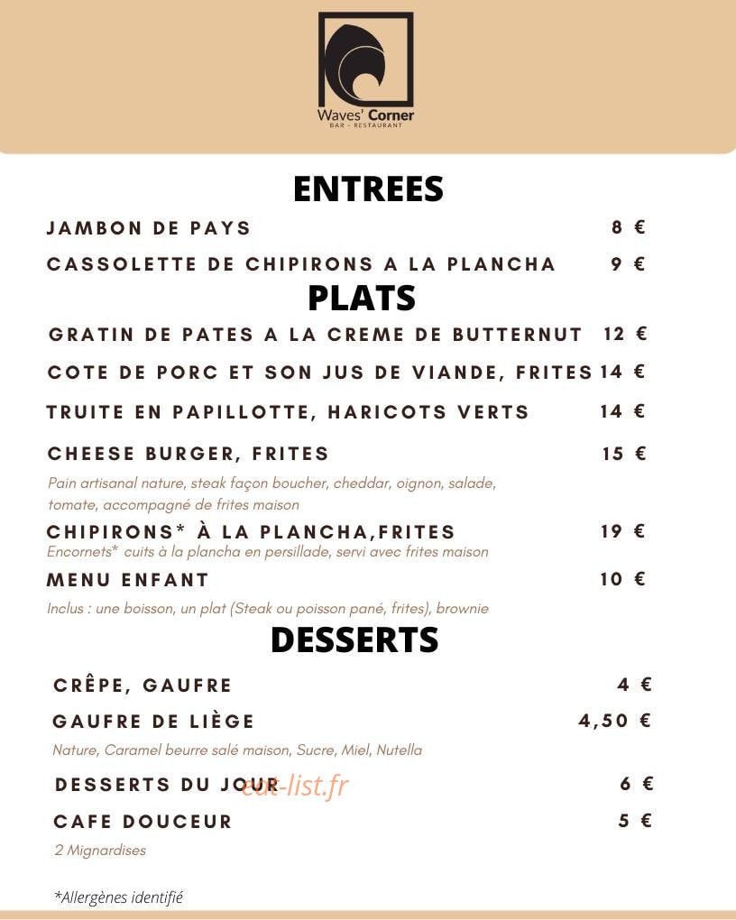 Waves' Corner — carte page 1