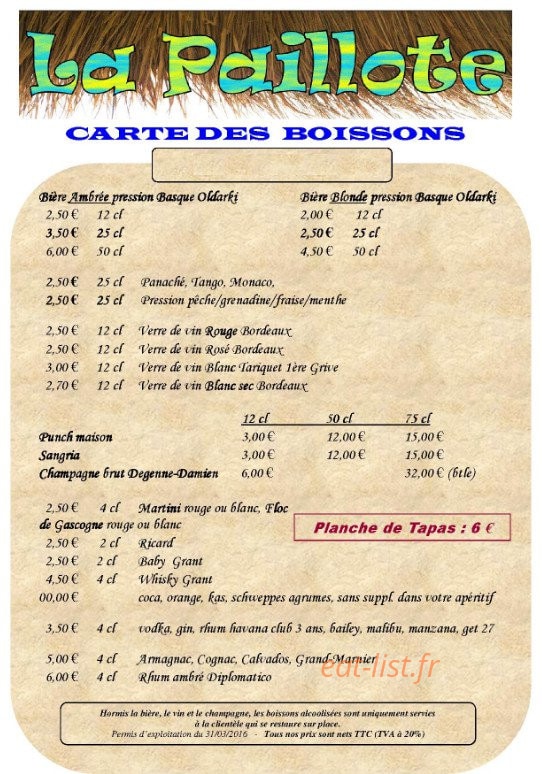 La Paillote — carte page 1