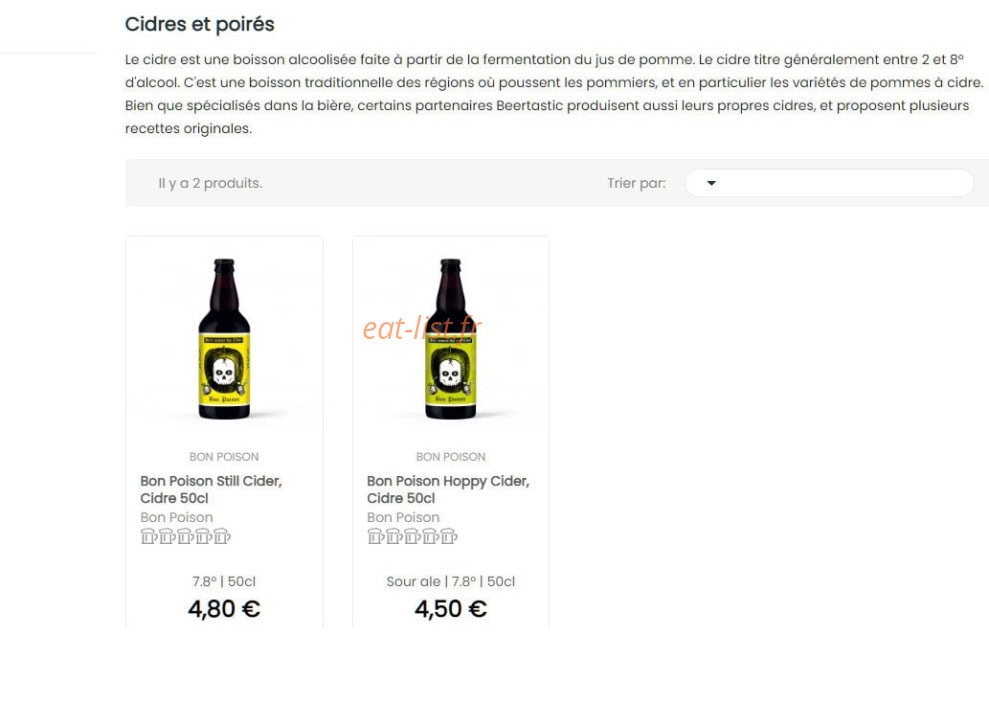 Carte et menu de Brasserie Naturelle des Landes à Lit et Mixe — Cidres et poirés