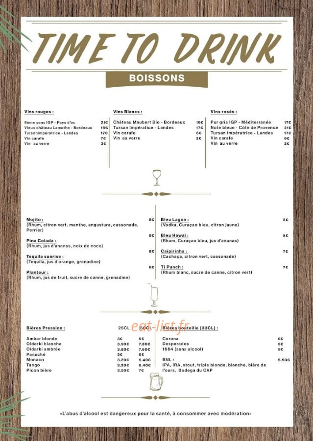 La Bodega du Cap — carte page 1