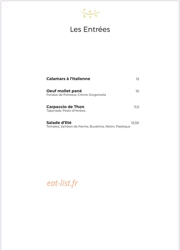 La Trattoria — carte page 1