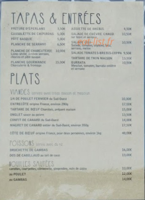 Chez Dan — carte page 1