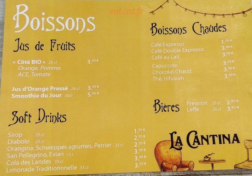 La Cantina — carte page 2