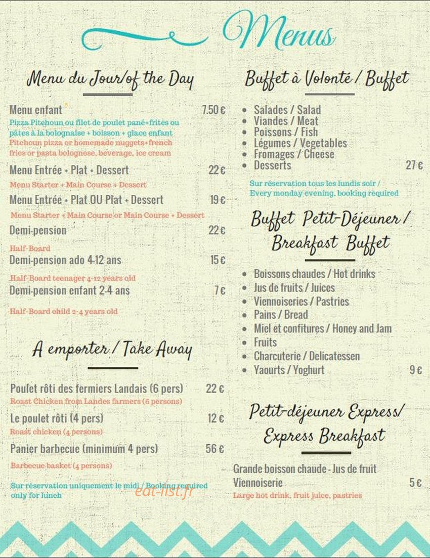 Lou Restaurant — carte page 2