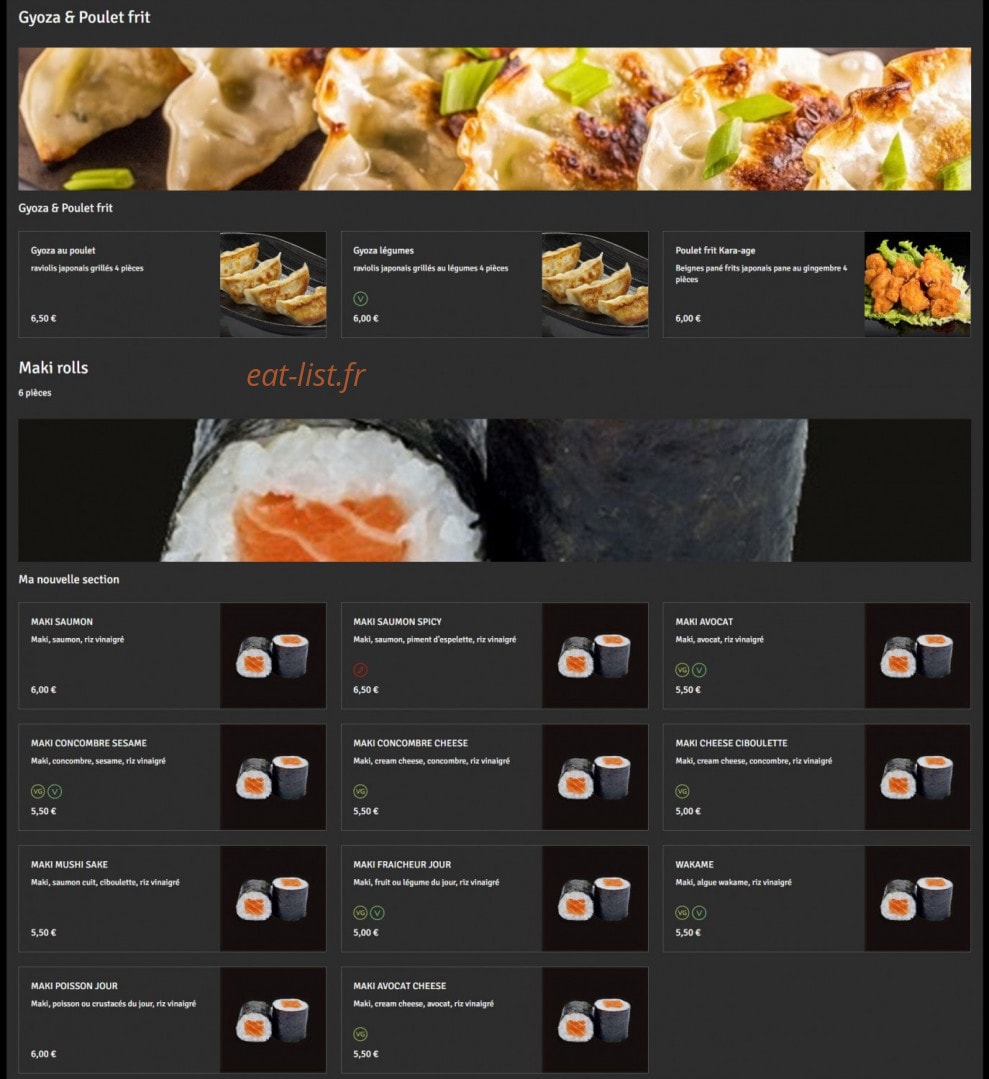 Sushi be — carte page 1