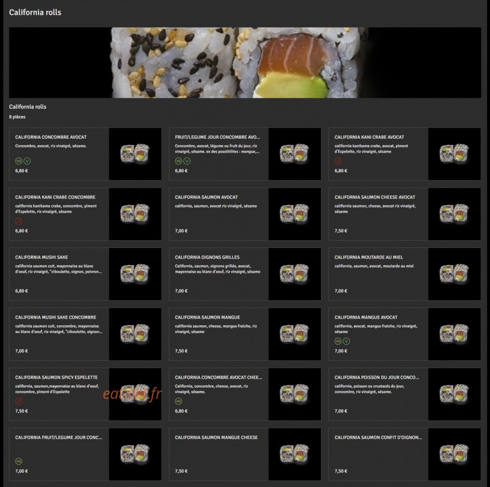 Sushi be — carte page 2