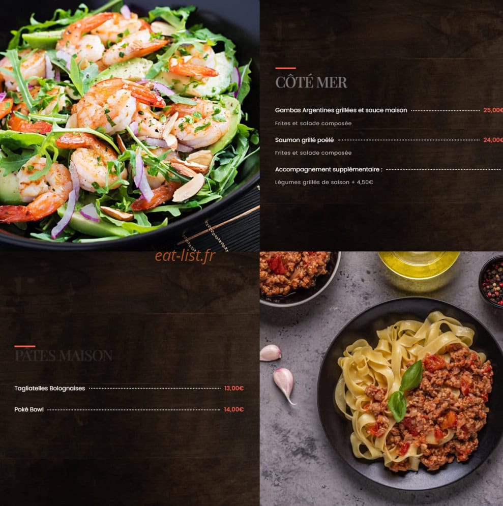 Carte et menu de Pampa BBQ à Saugnac et Cambran — Les pates et côté mer