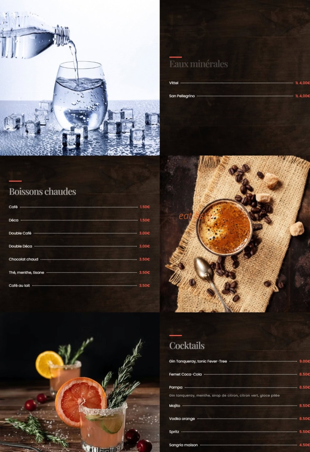 Carte et menu de Pampa BBQ à Saugnac et Cambran — Les boissons chaudes, cocktails, ...