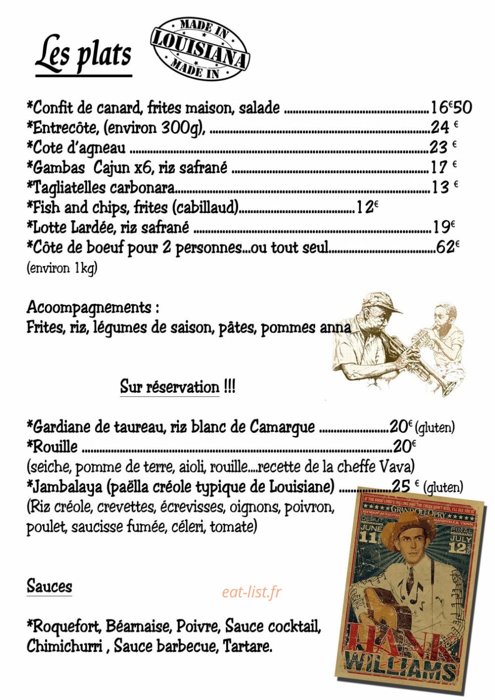 Louisiana Café — carte page 1