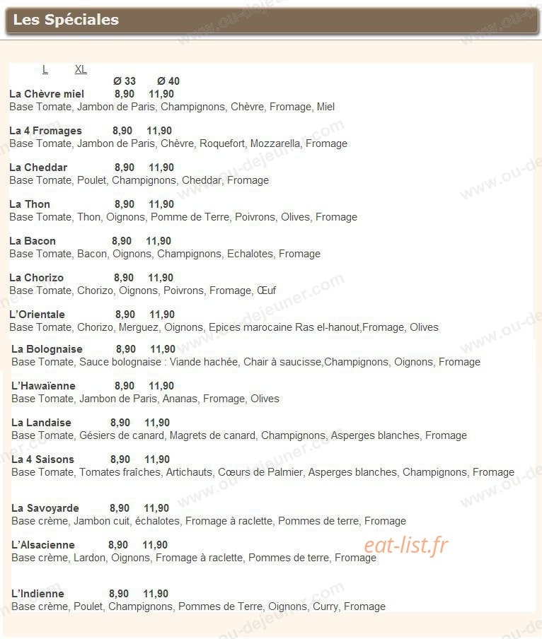 Olive's Pizza — carte page 3