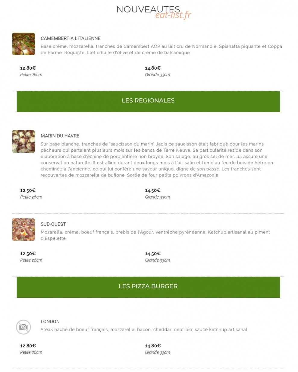 Tercis Pizza chez Louis — carte page 1
