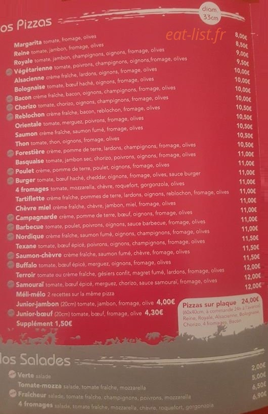Carte et menu de Ô Péchés Gourmand à Villeneuve de Marsan — Pizzas