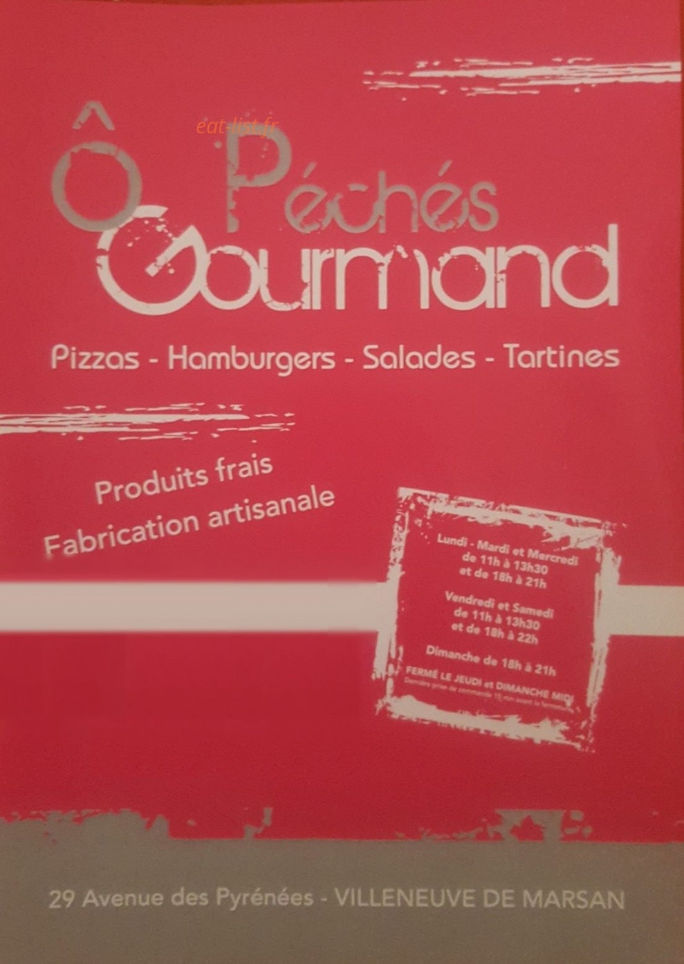 Carte et menu Ô Péchés Gourmand Villeneuve de Marsan