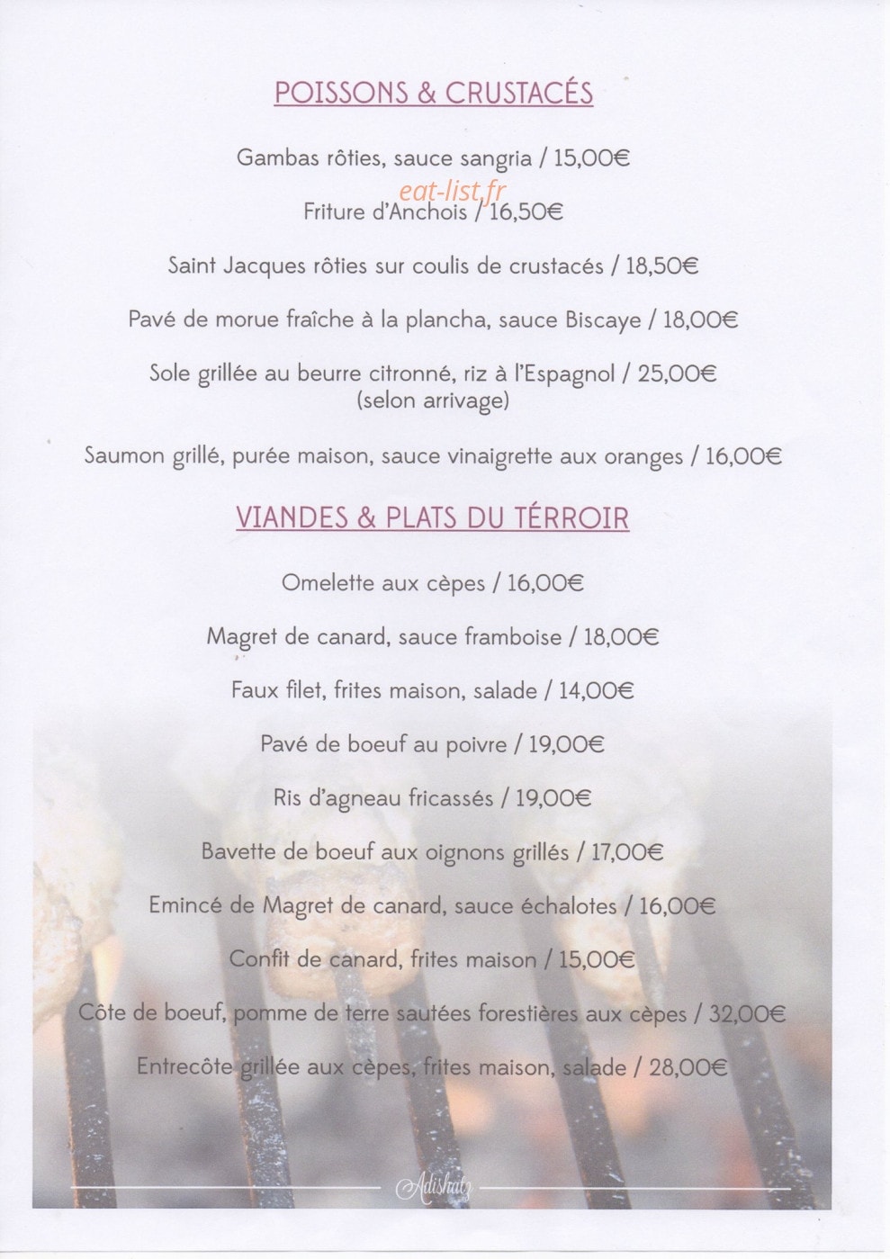 Auberge Adishatz — carte page 6