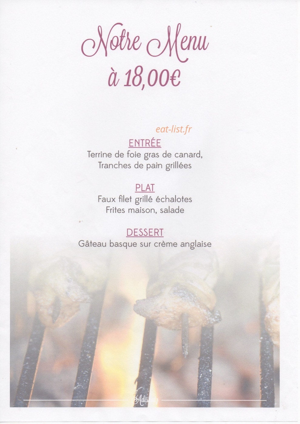 Auberge Adishatz — carte page 3