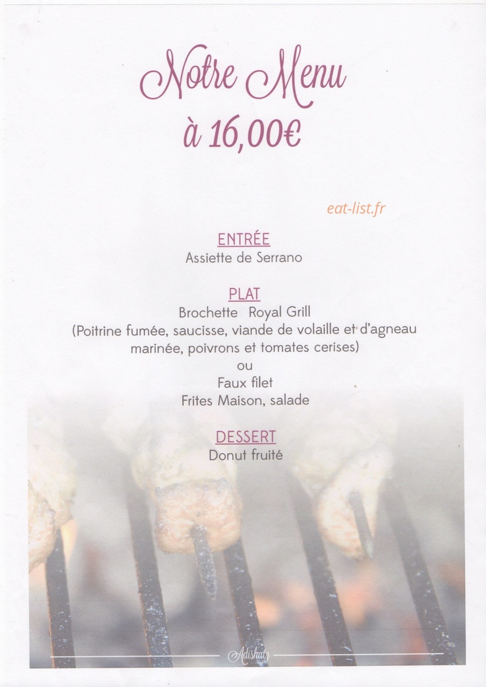 Auberge Adishatz — carte page 2