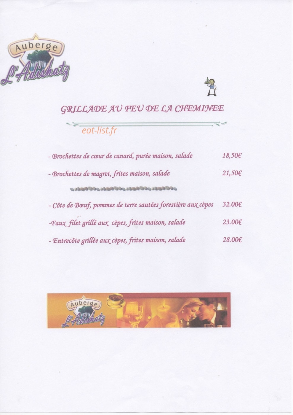 Auberge Adishatz — carte page 8
