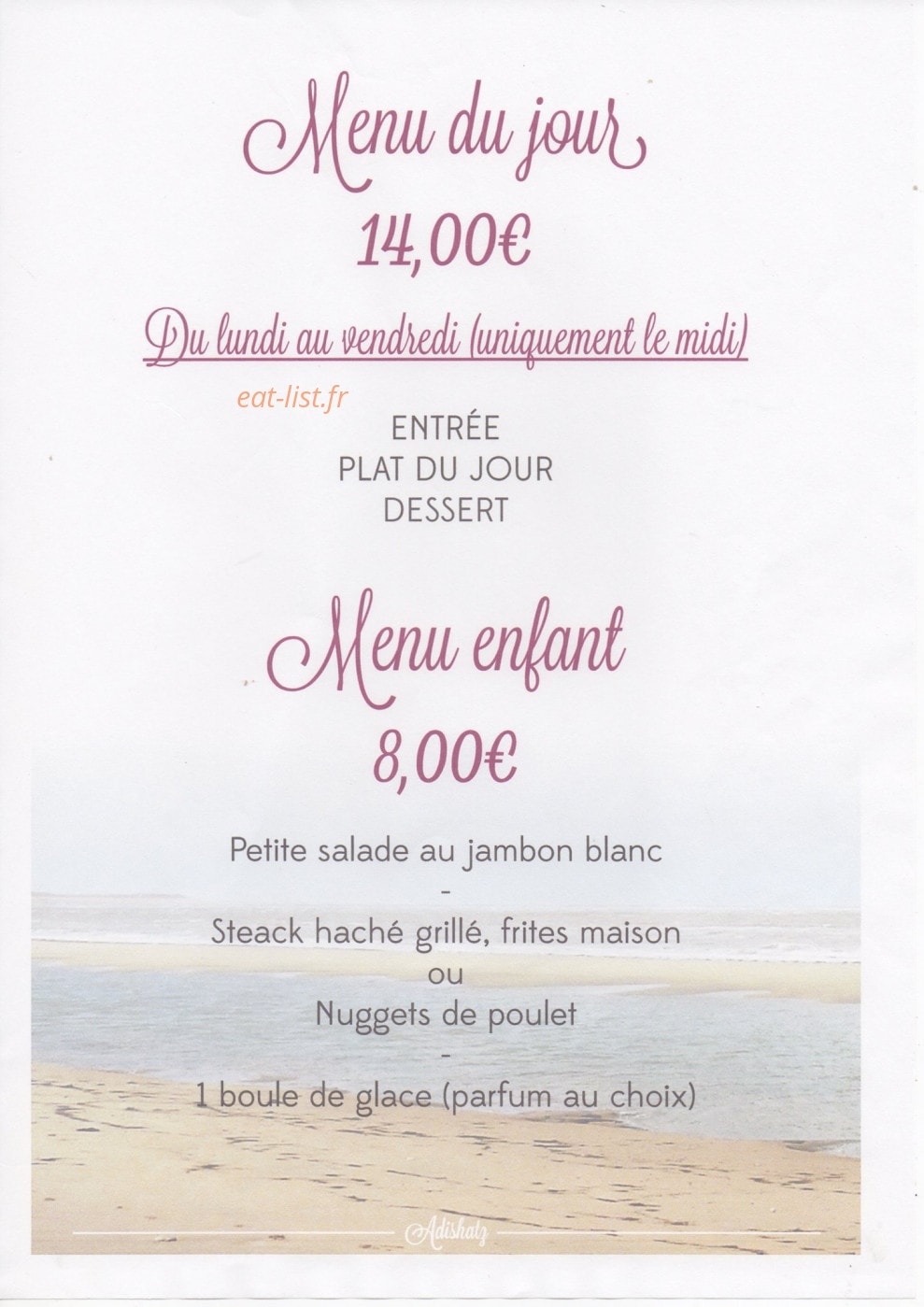 Auberge Adishatz — carte page 1