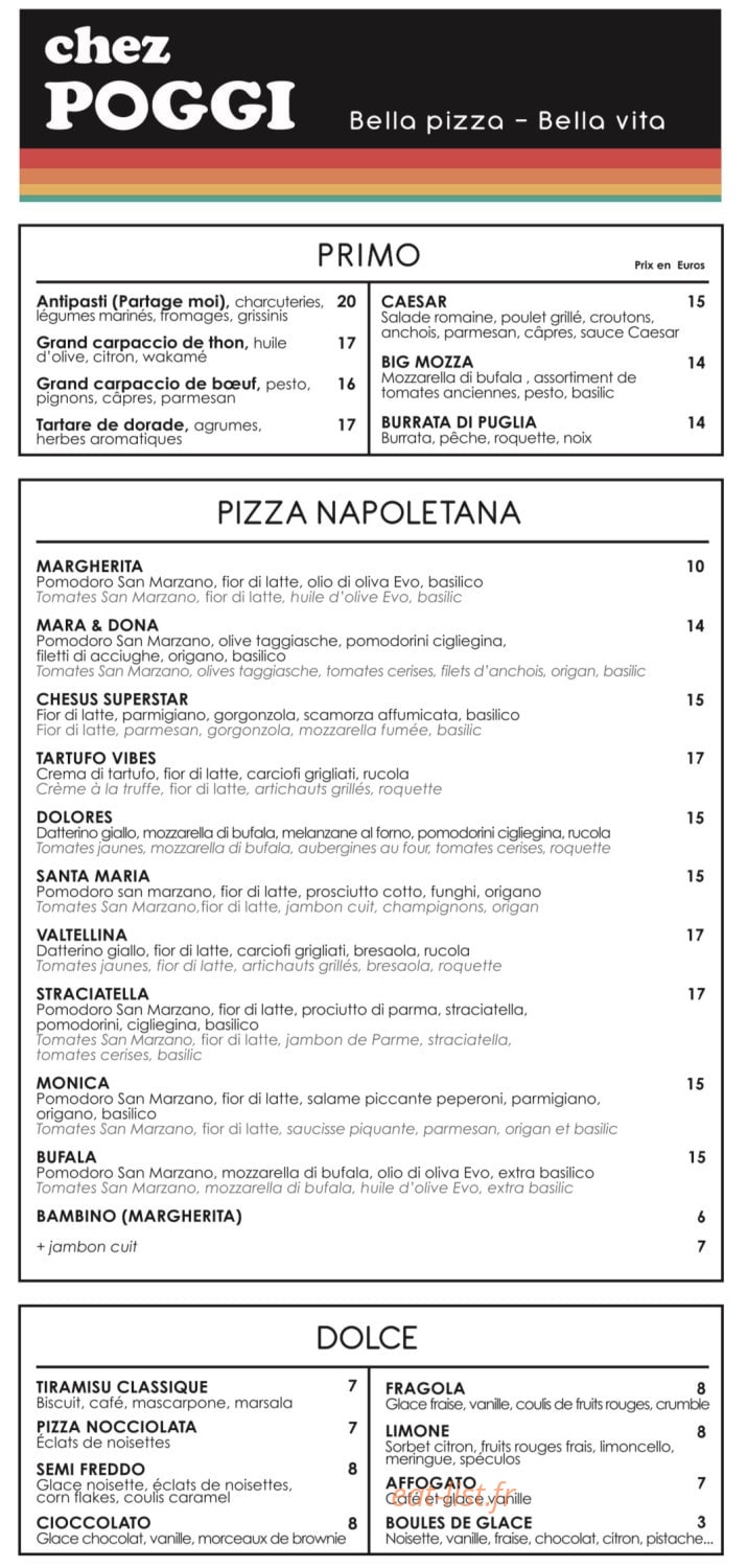 Chez Poggi — carte page 1