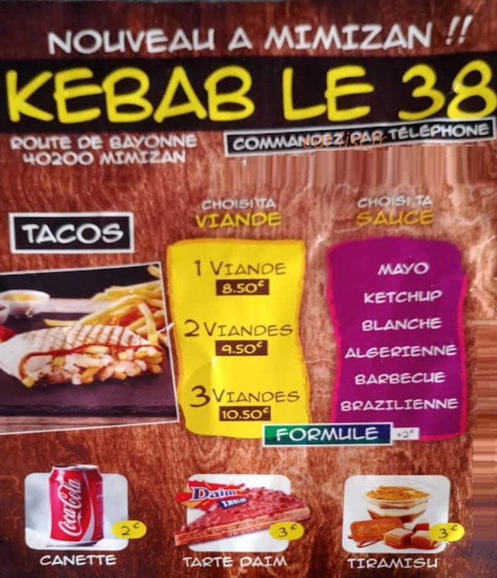 Kebab le 38 — carte page 1