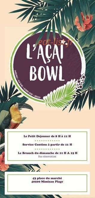 L’Açaï Bowl — carte page 1